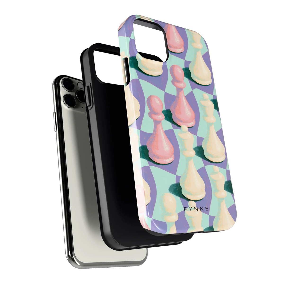Pastel Schaakstukken hoesje voor iPhone 11 Pro Max, los van de telefoon