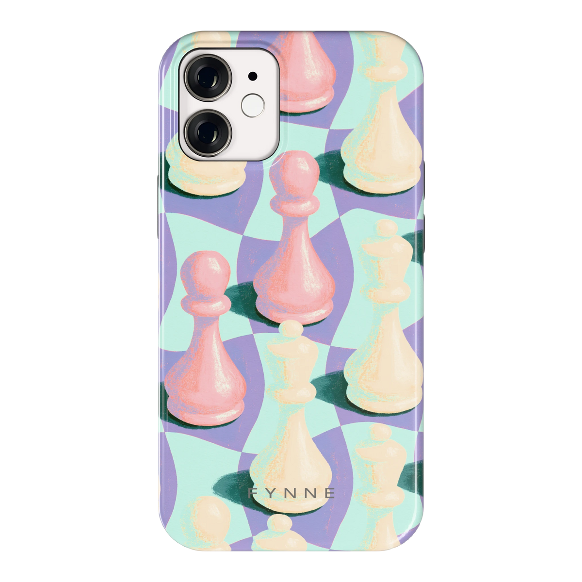 Pastel Schaakstukken hoesje voor iPhone 12 mini, achterkant