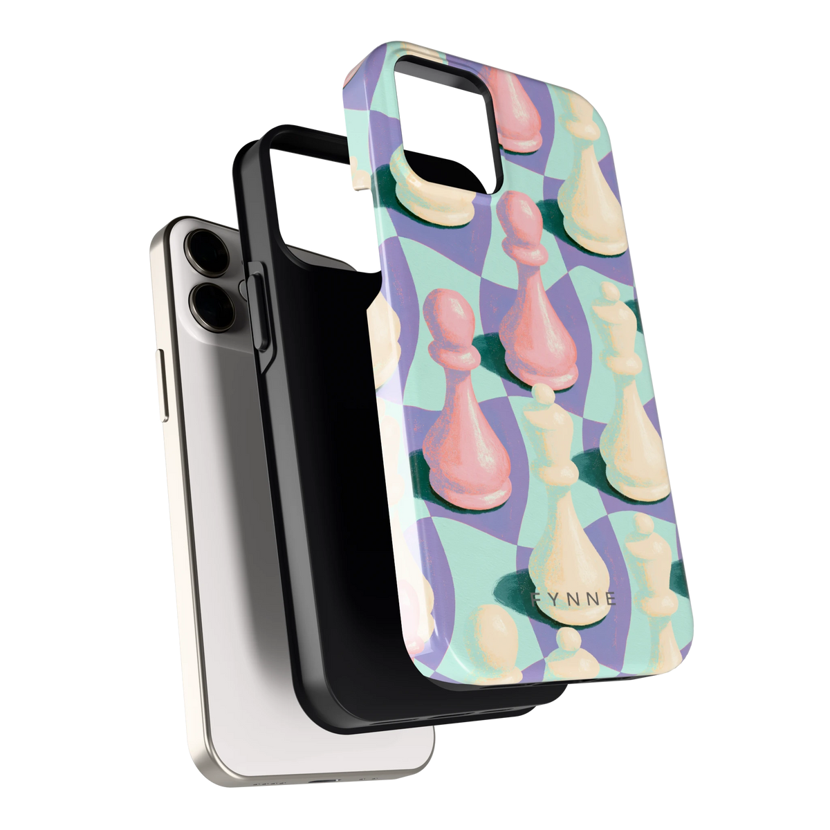 Pastel Schaakstukken hoesje voor iPhone 12 mini, los van de telefoon
