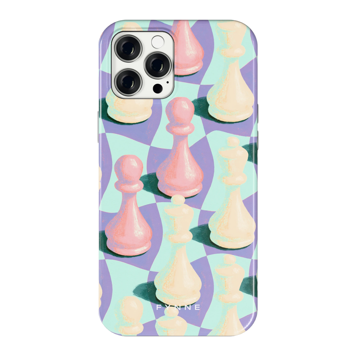 Pastel Schaakstukken hoesje voor iPhone 12 Pro Max, achterkant