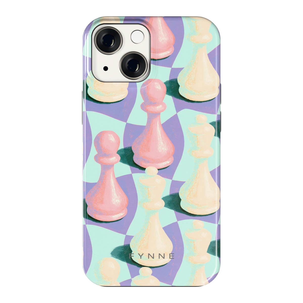 Pastel Schaakstukken hoesje voor iPhone 13 mini, achterkant