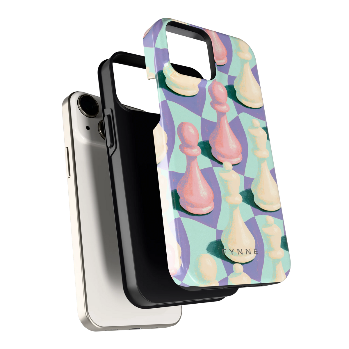 Pastel Schaakstukken hoesje voor iPhone 13 mini, los van de telefoon