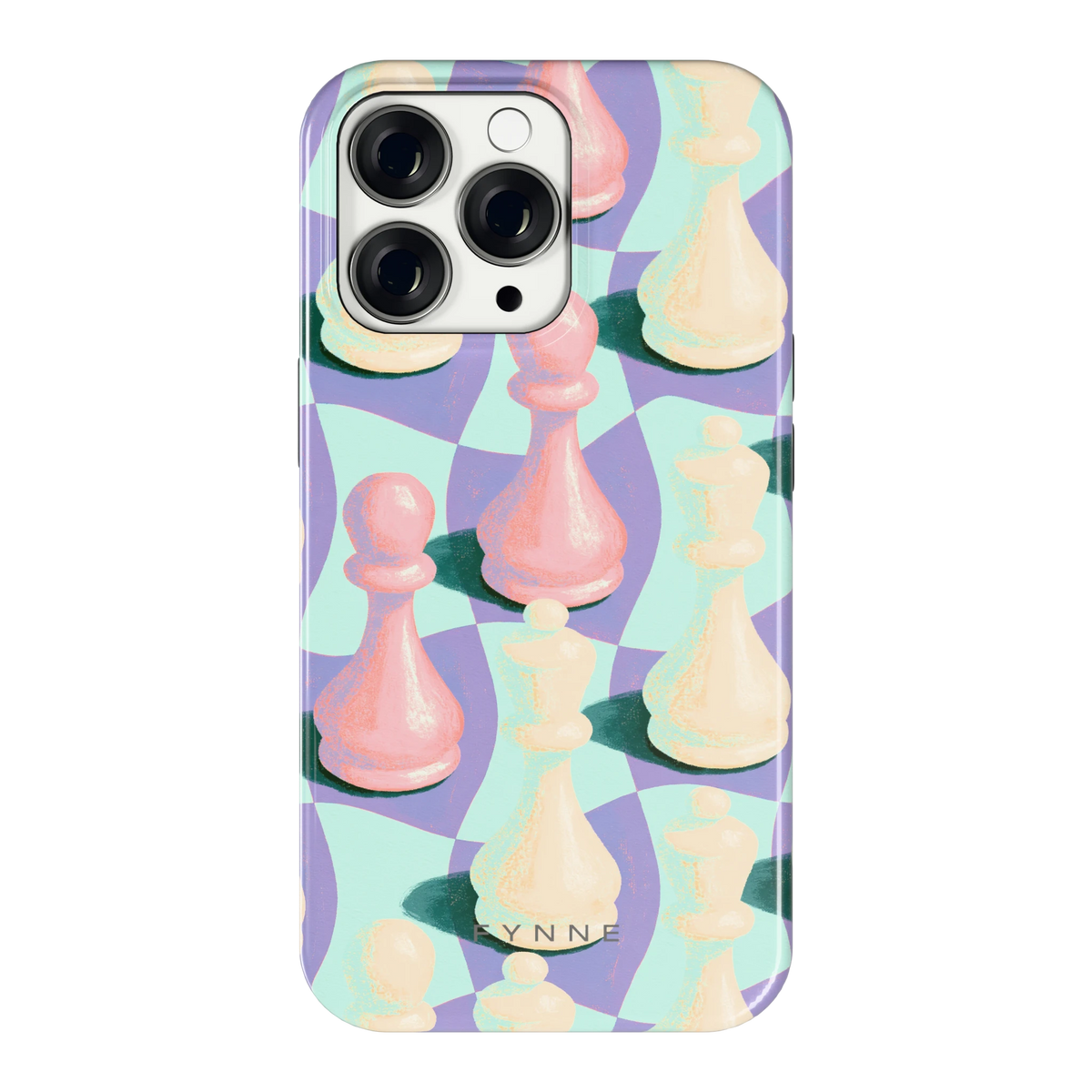 Pastel Schaakstukken hoesje voor iPhone 13 Pro, achterkant