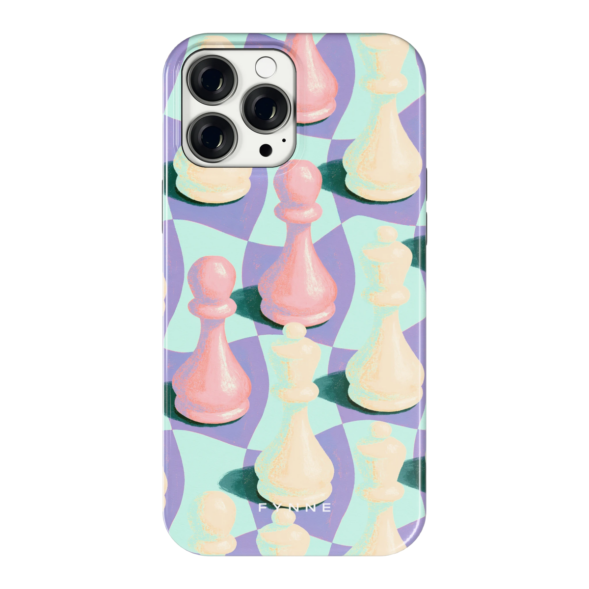 Pastel Schaakstukken hoesje voor iPhone 13 Pro Max, achterkant