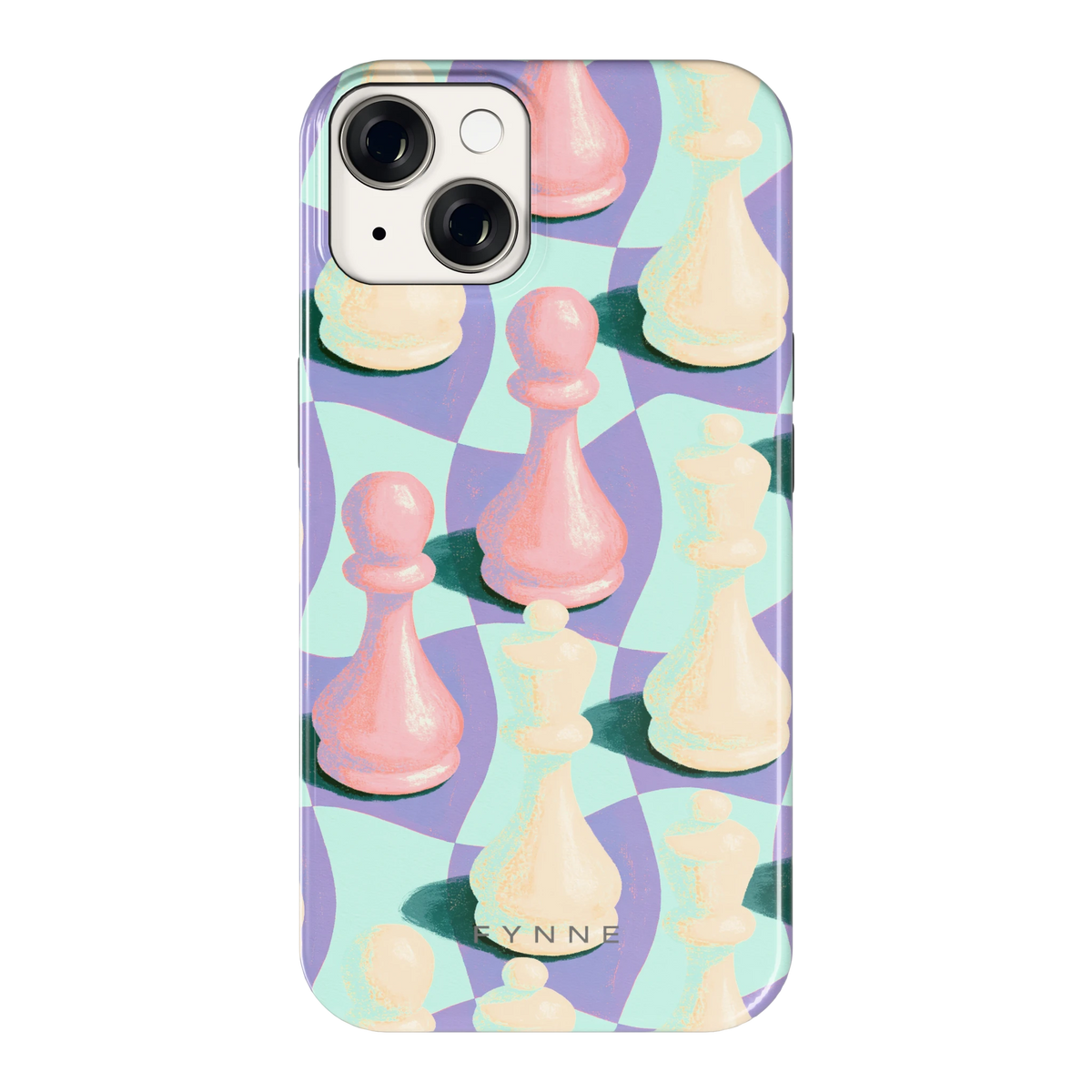 Pastel Schaakstukken hoesje voor iPhone 14, achterkant