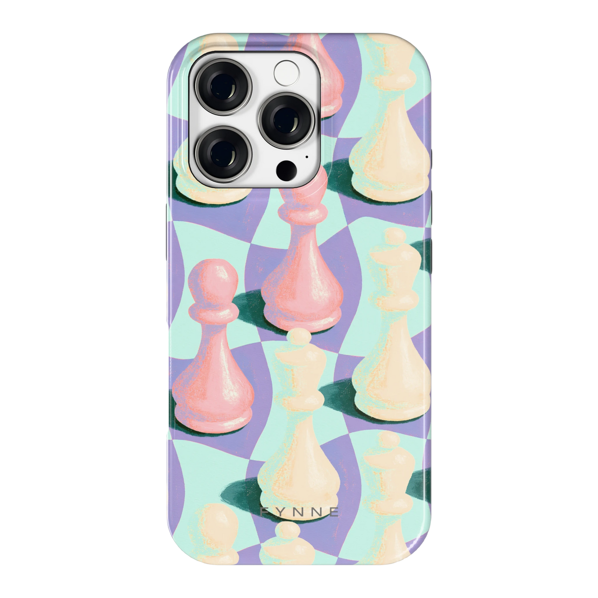 Pastel Schaakstukken hoesje voor iPhone 16 Pro, achterkant