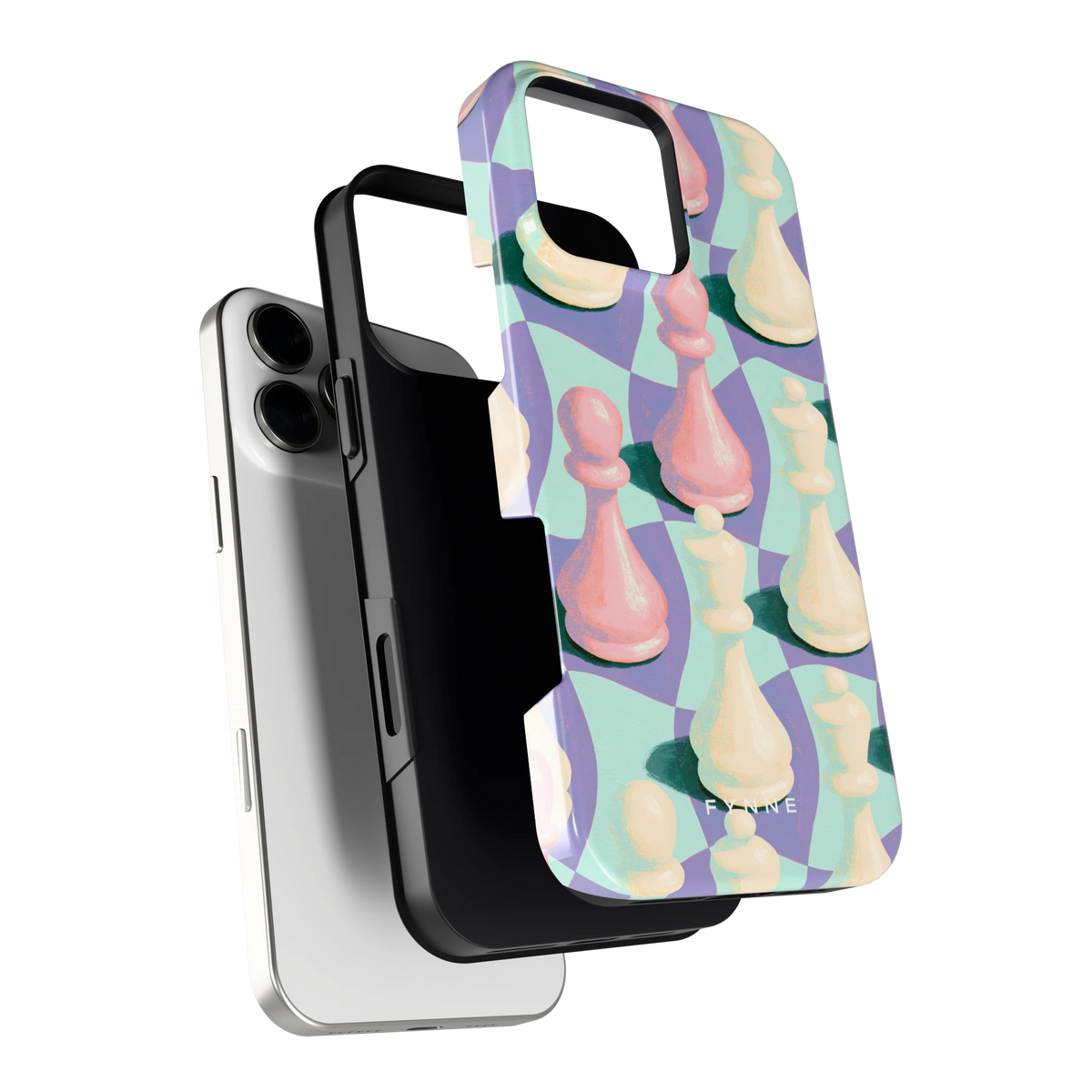 Pastel Schaakstukken hoesje voor iPhone 16 Pro Max, los van de telefoon