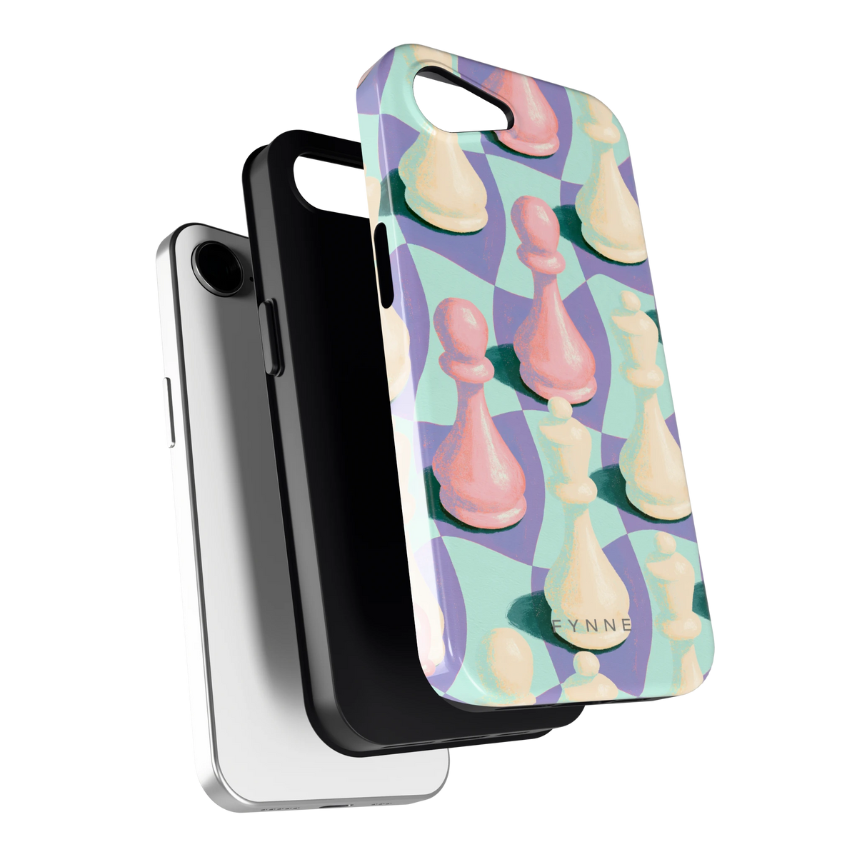 Pastel Schaakstukken hoesje voor iPhone 16e, los van de telefoon