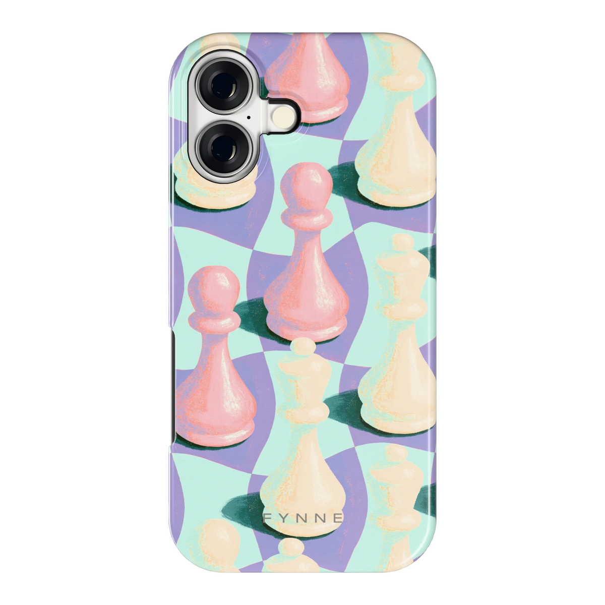 Pastel Schaakstukken hoesje voor iPhone 17, achterkant