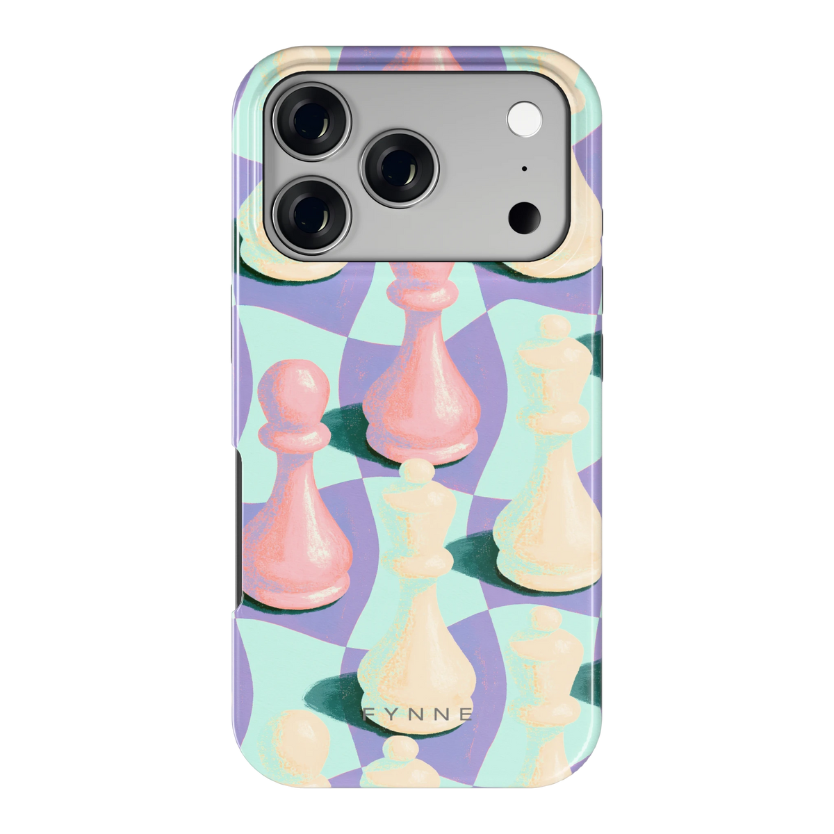 Pastel Schaakstukken hoesje voor iPhone 17 Pro, achterkant