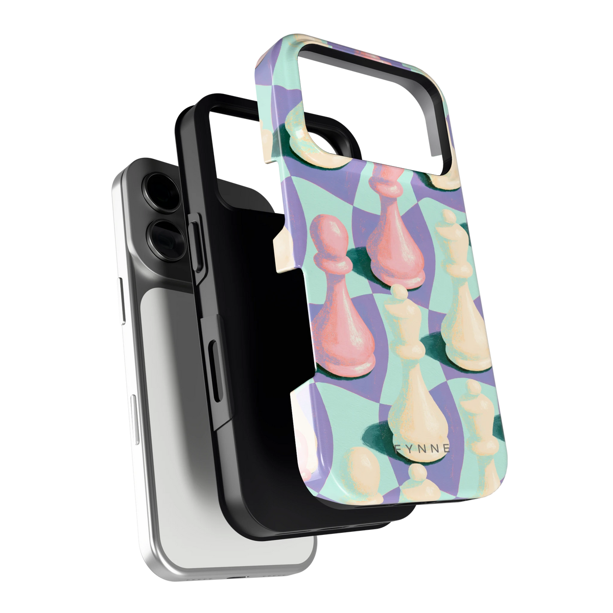 Pastel Schaakstukken hoesje voor iPhone 17 Pro, los van de telefoon