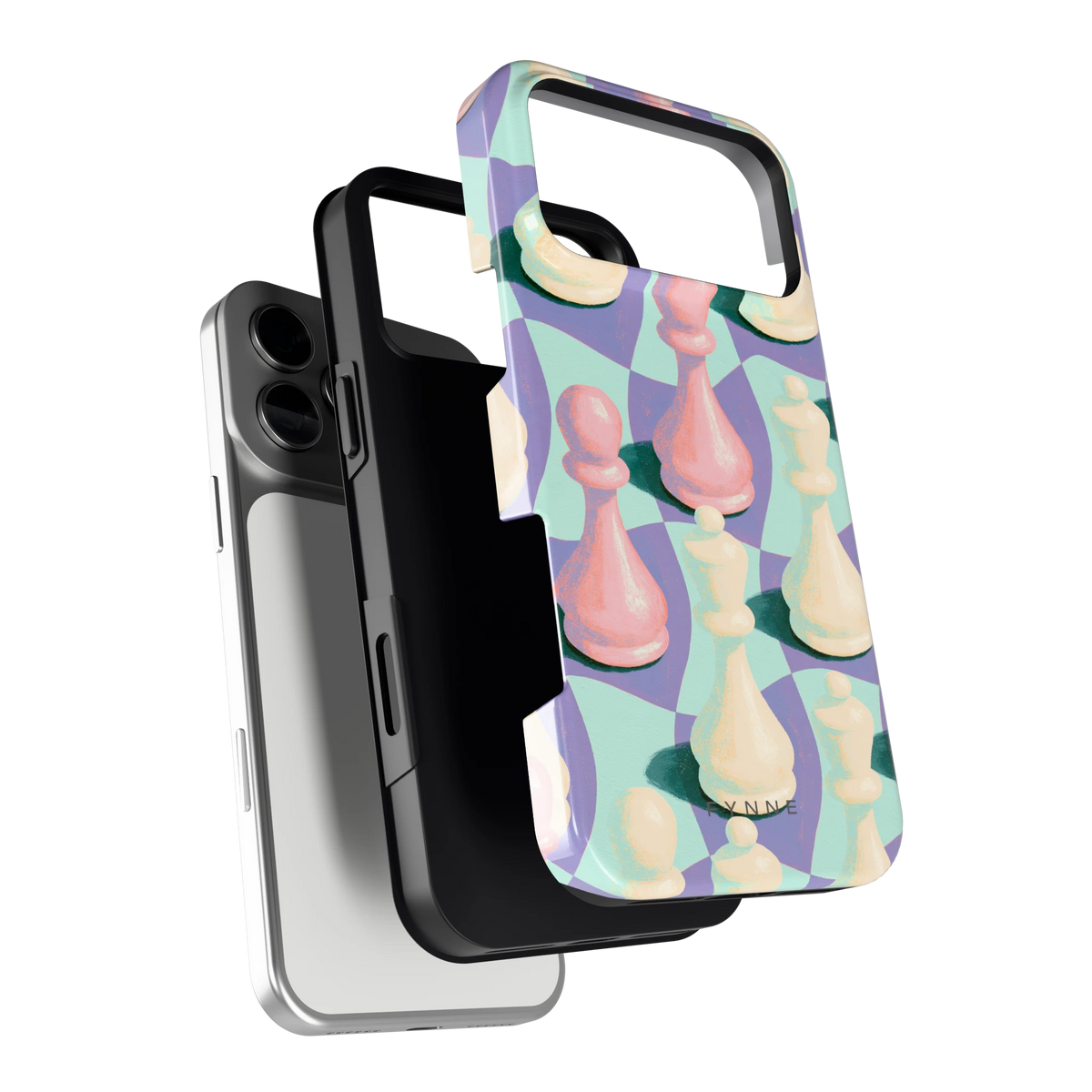 Pastel Schaakstukken hoesje voor iPhone 17 Pro Max, los van de telefoon