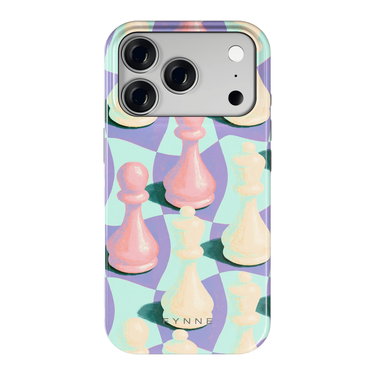 Pastel Schaakstukken hoesje voor iPhone 18 Pro, achterkant