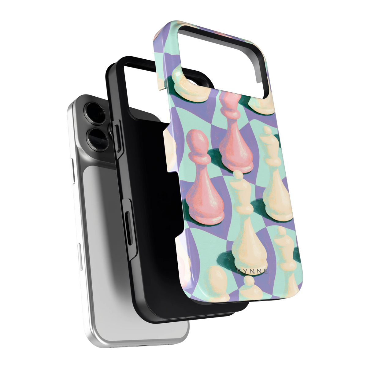 Pastel Schaakstukken hoesje voor iPhone 18 Pro Max, los van de telefoon