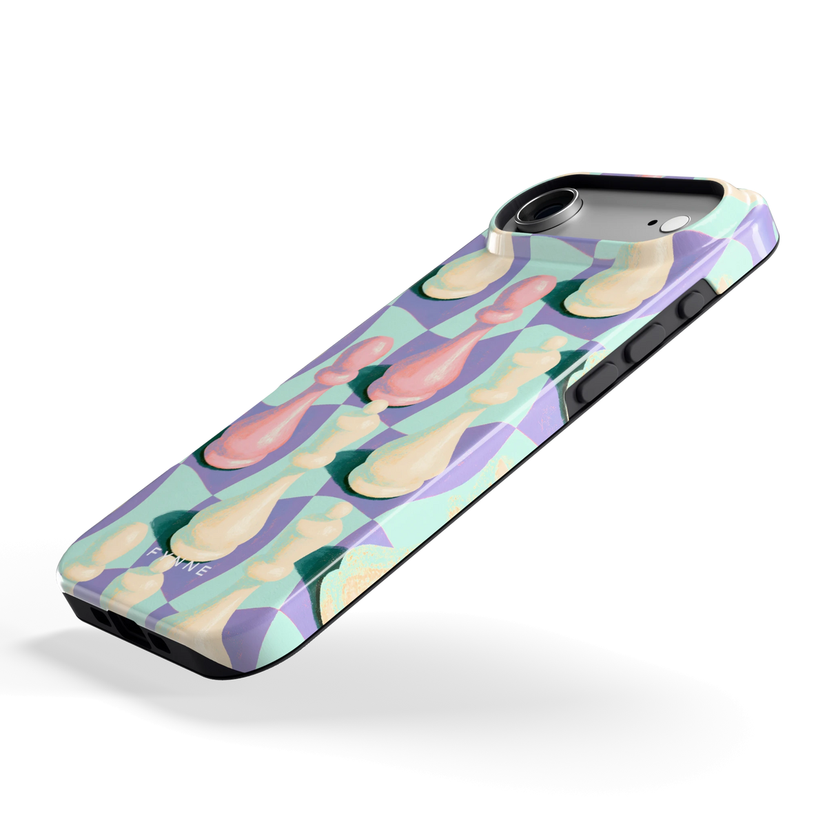 Pastel Schaakstukken hoesje voor iPhone Air, schuin