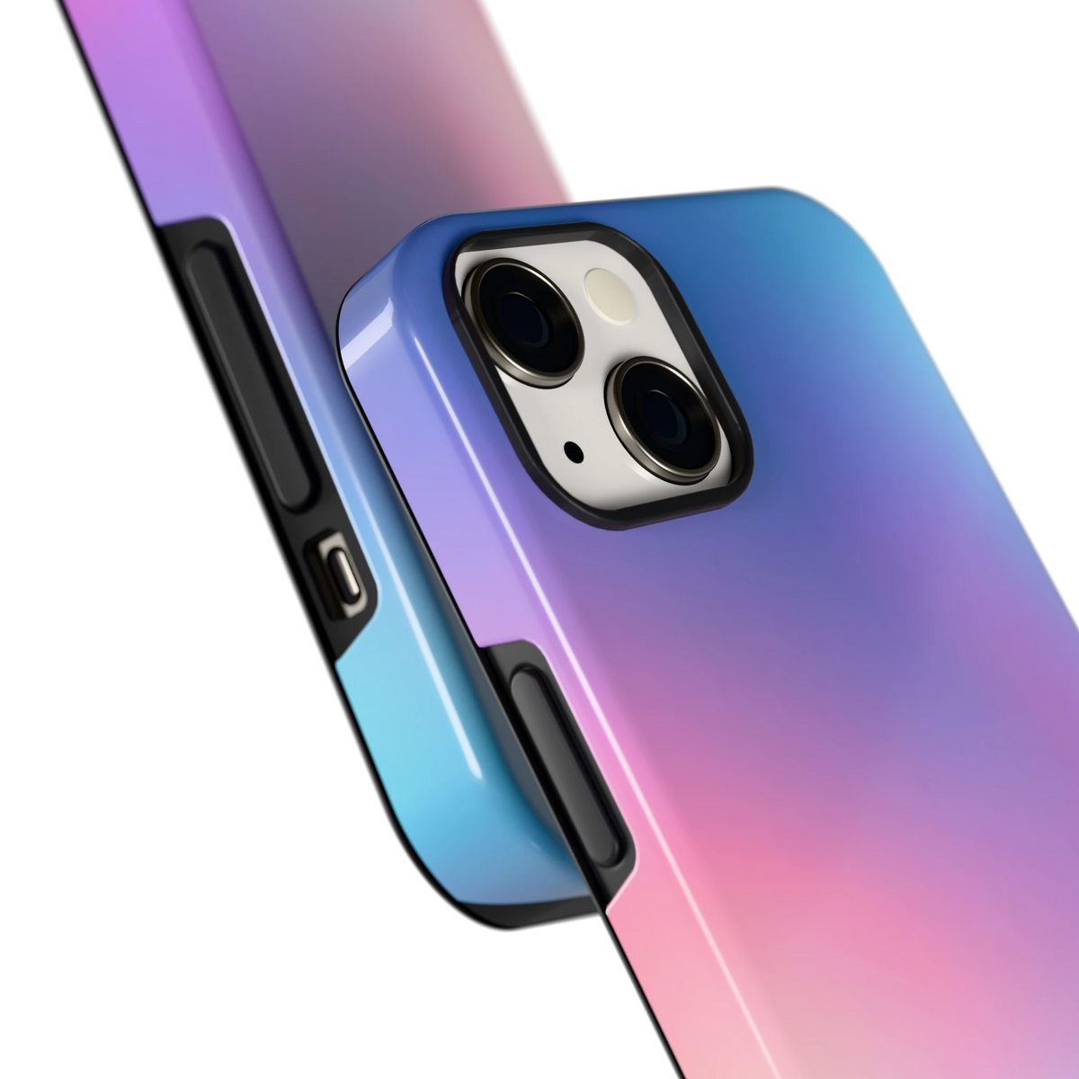 Pastelnevel hoesje voor iPhone 13, close-up