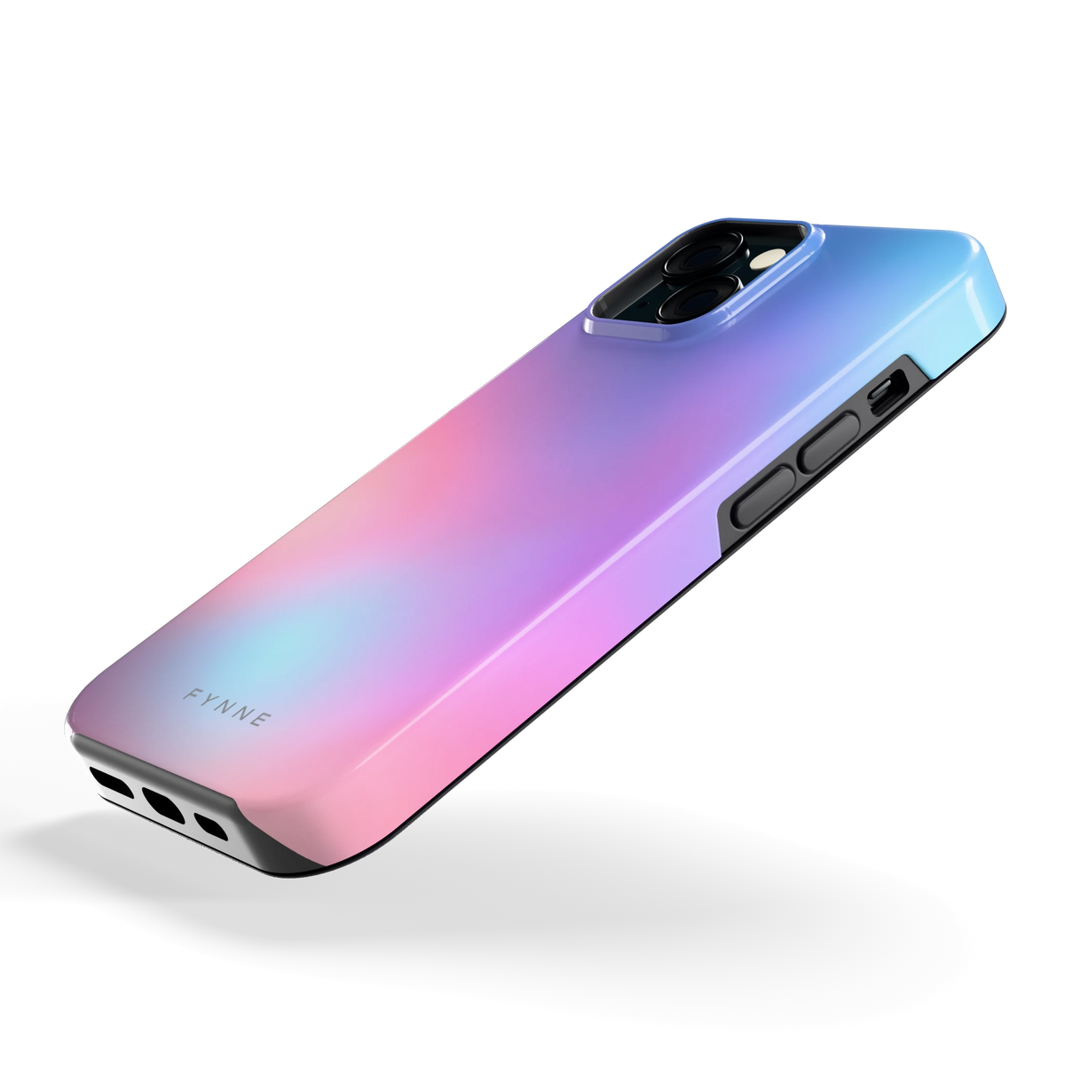Pastelnevel hoesje voor iPhone 15, schuin