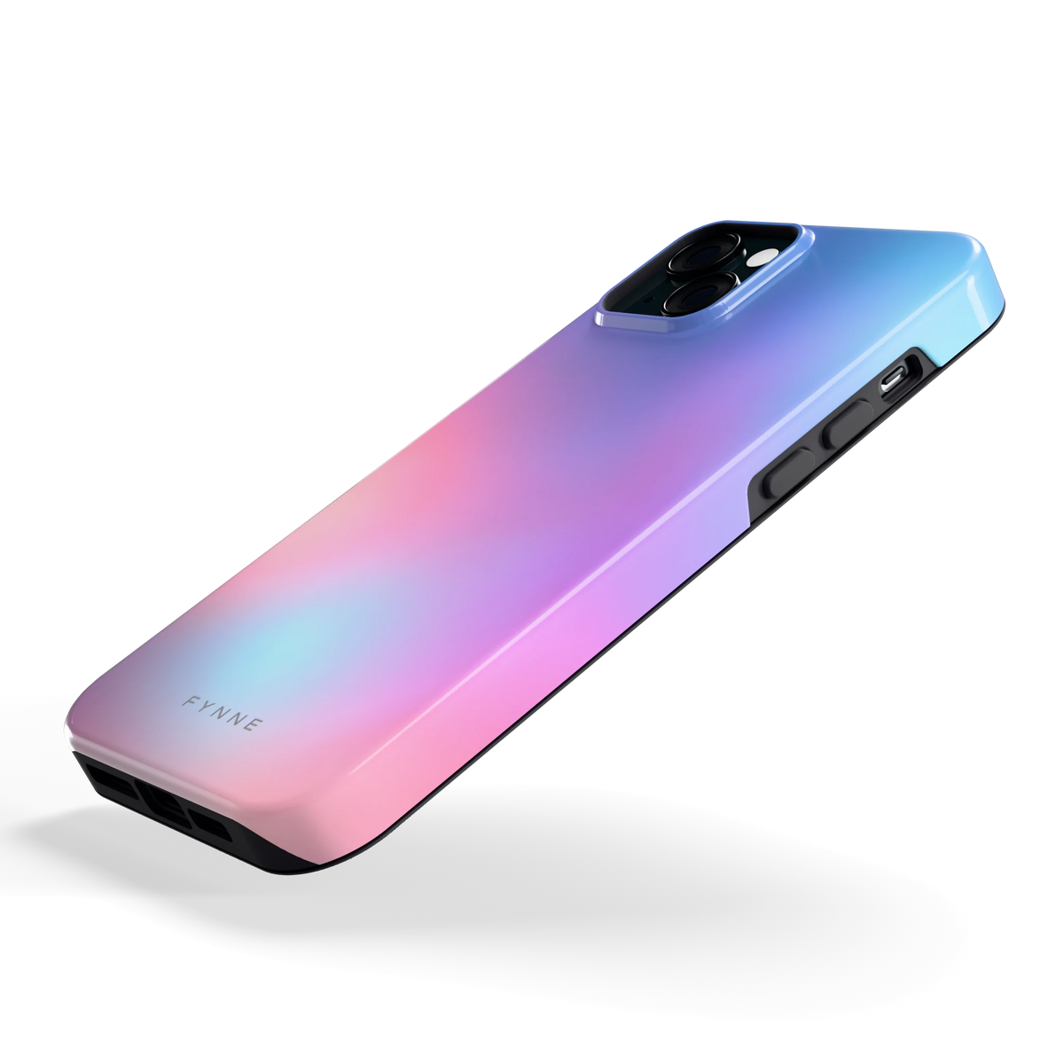 Pastelnevel hoesje voor iPhone 15 Plus, schuin
