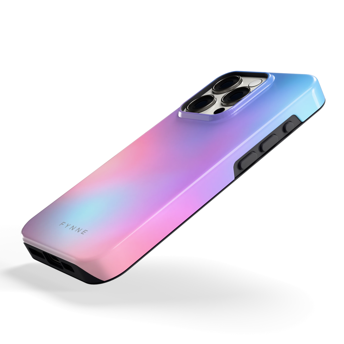 Pastelnevel hoesje voor iPhone 15 Pro, schuin