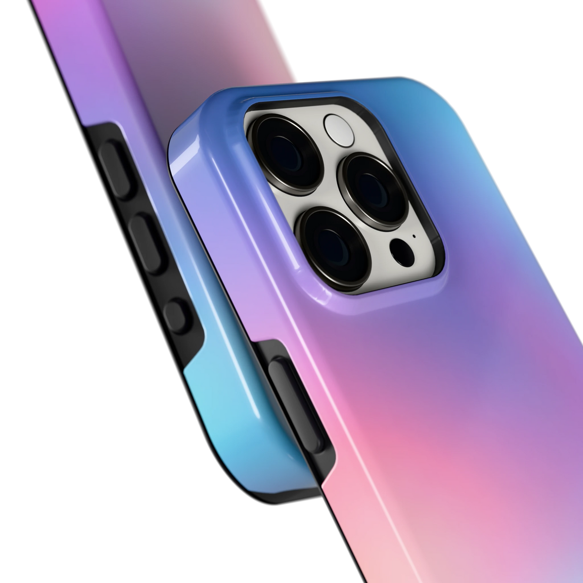 Pastelnevel hoesje voor iPhone 15 Pro, close-up