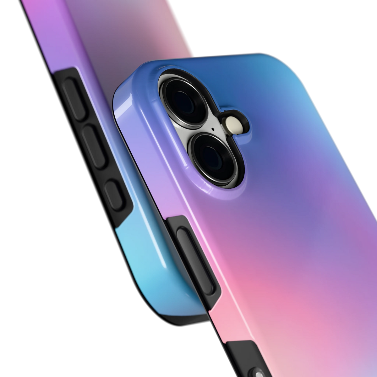 Pastelnevel hoesje voor iPhone 16, close-up