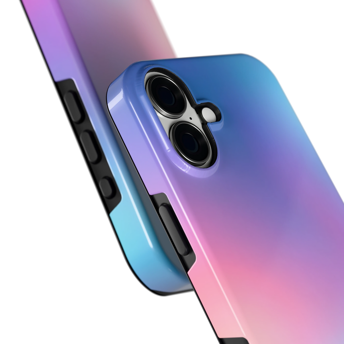 Pastelnevel hoesje voor iPhone 16 Plus, close-up