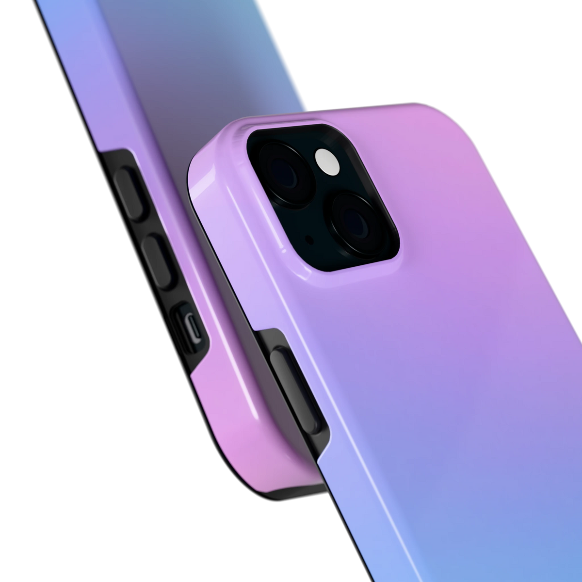 Pastel Kleurverloop hoesje voor iPhone 15 Plus, close-up