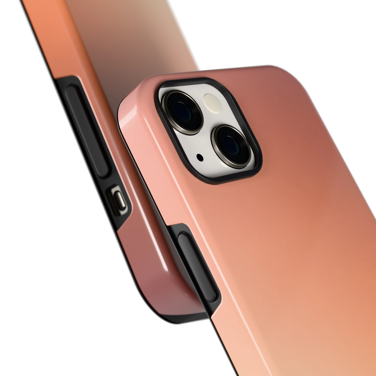 Perzikmist hoesje voor iPhone 13, close-up