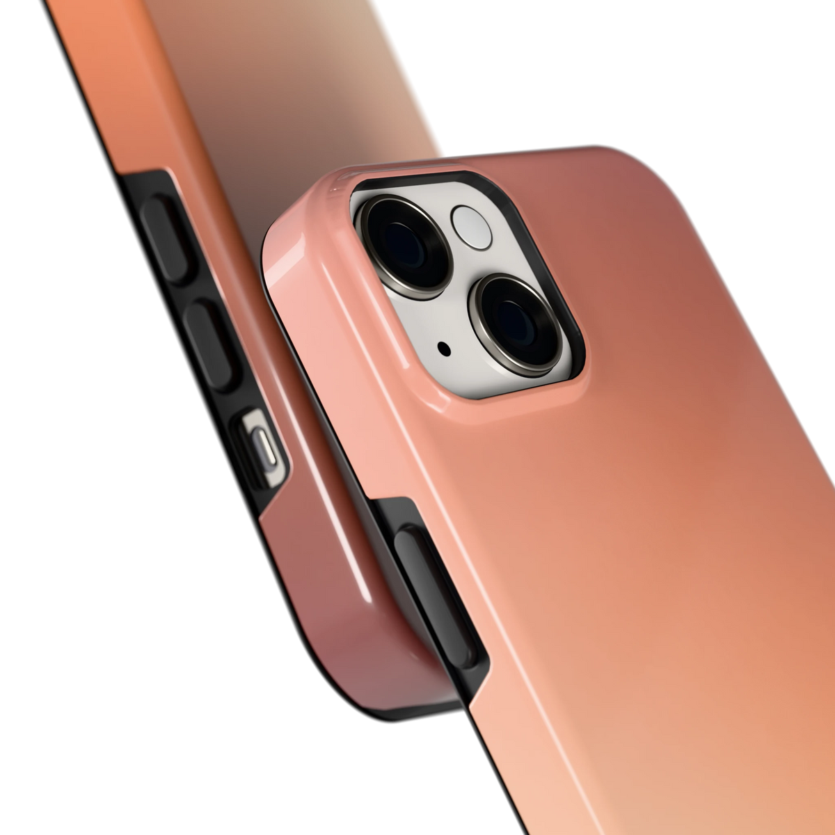 Perzikmist hoesje voor iPhone 14, close-up