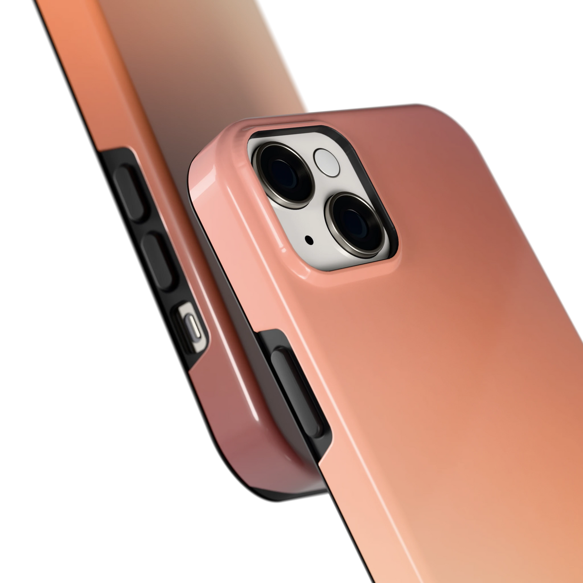 Perzikmist hoesje voor iPhone 14 Plus, close-up