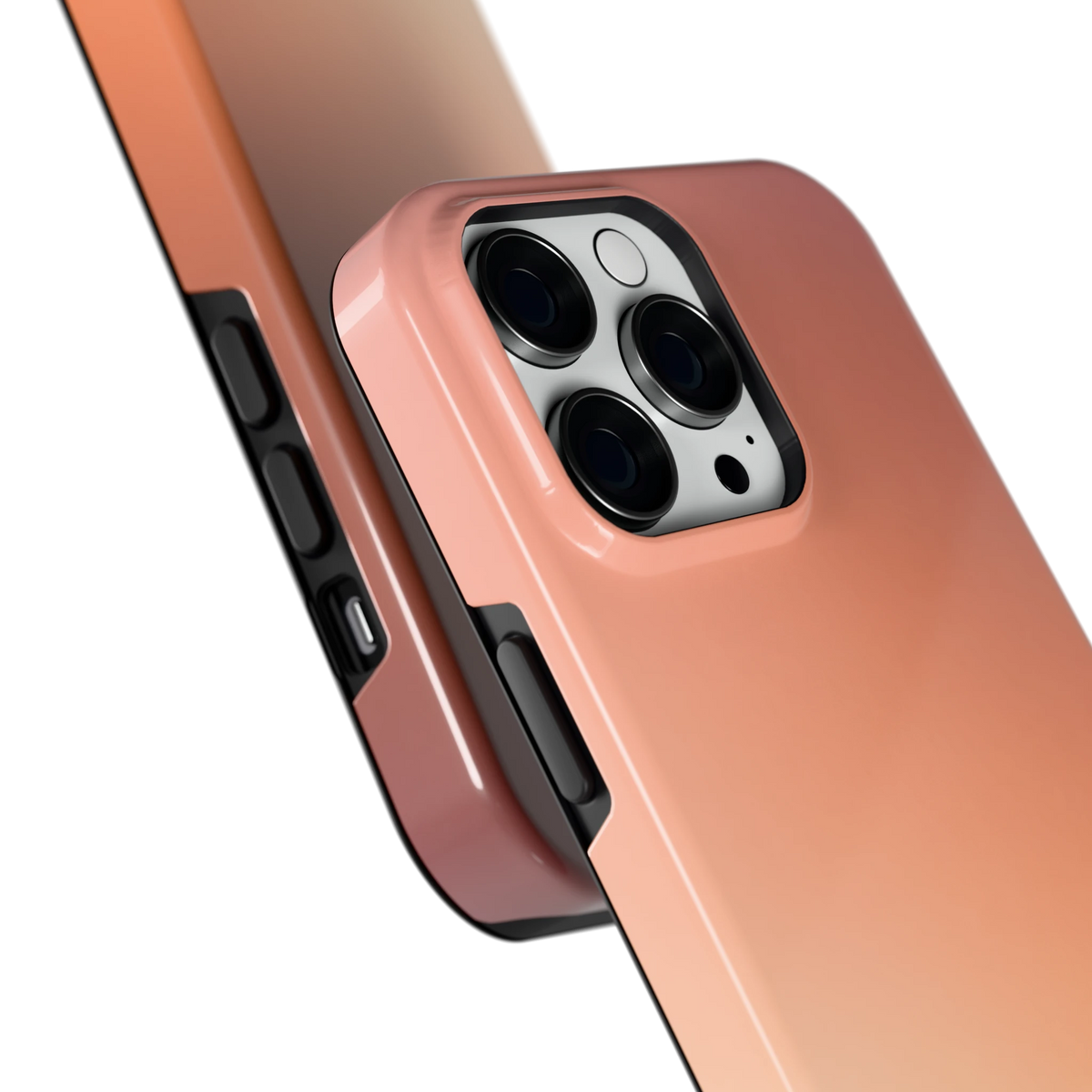 Perzikmist hoesje voor iPhone 14 Pro Max, close-up
