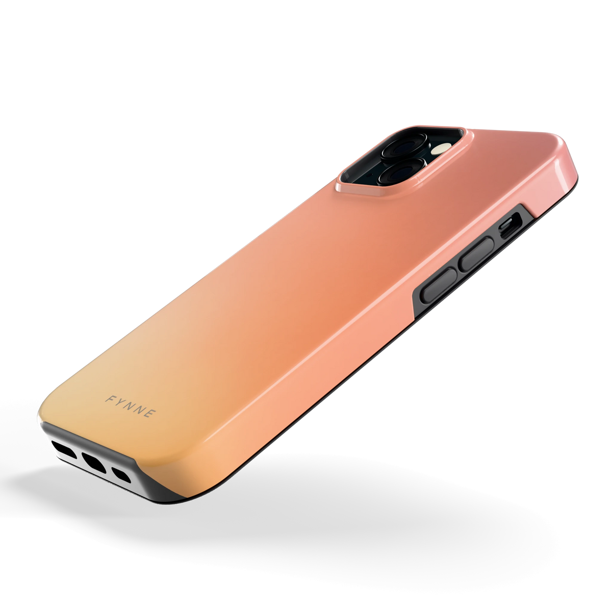 Perzikmist hoesje voor iPhone 15, schuin
