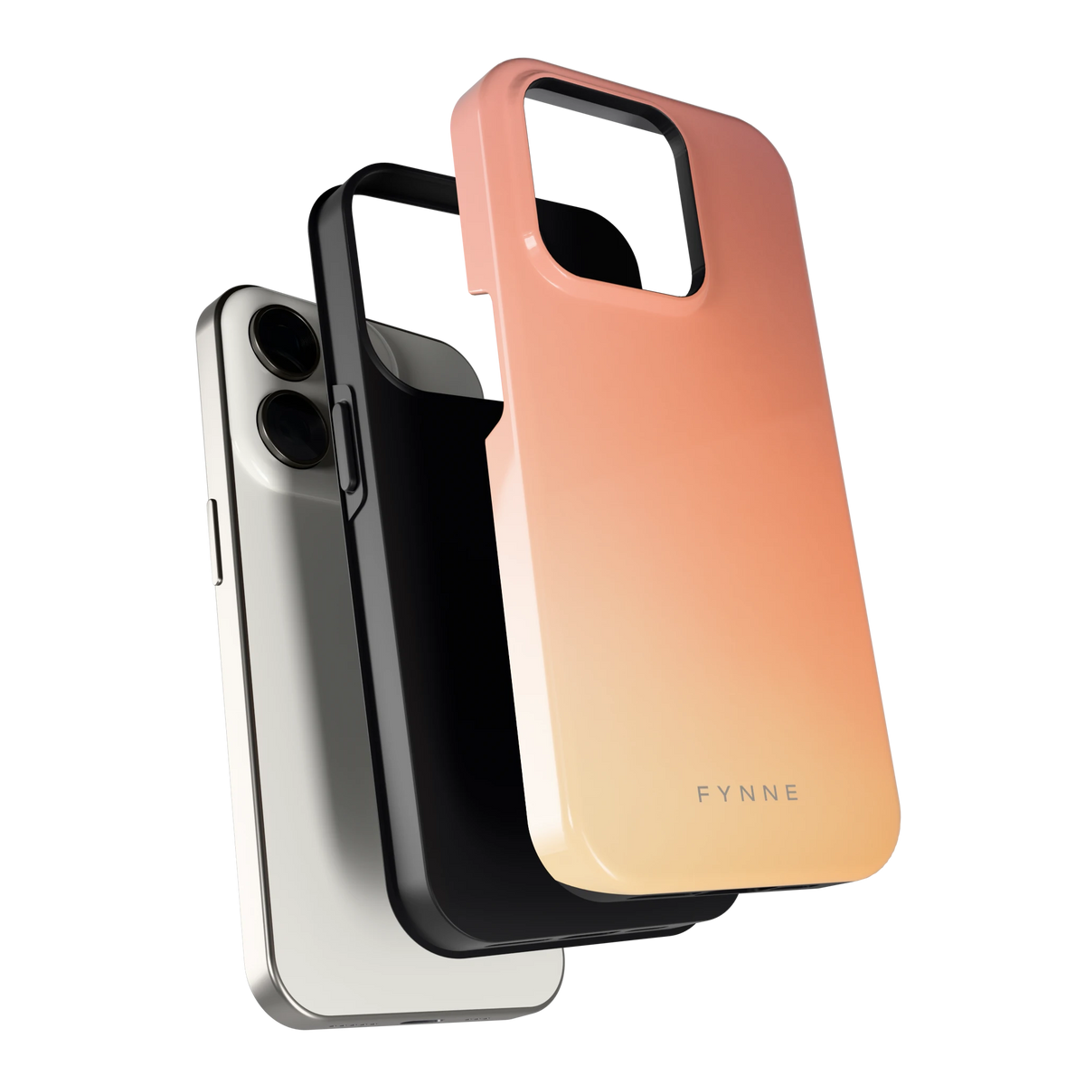 Perzikmist hoesje voor iPhone 15 Pro, los van de telefoon