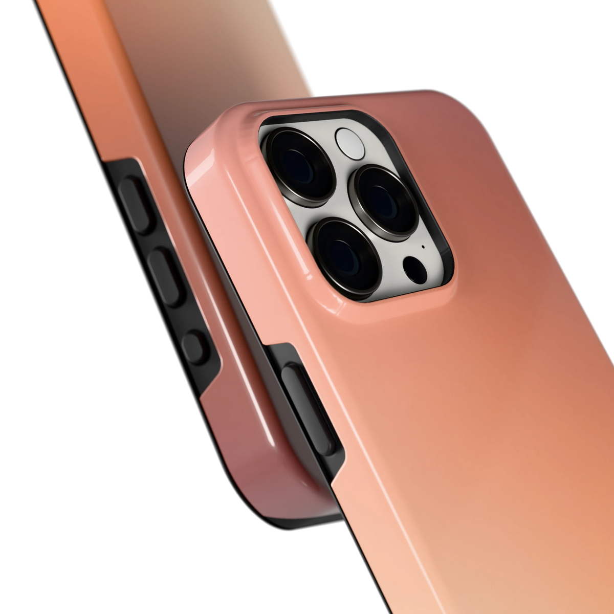 Perzikmist hoesje voor iPhone 15 Pro Max, close-up