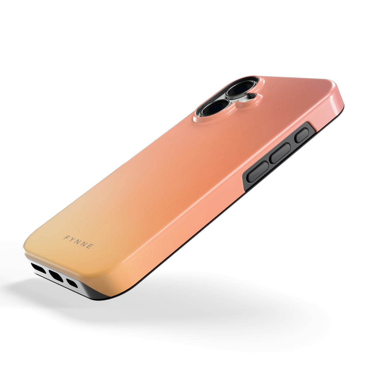 Perzikmist hoesje voor iPhone 16, schuin