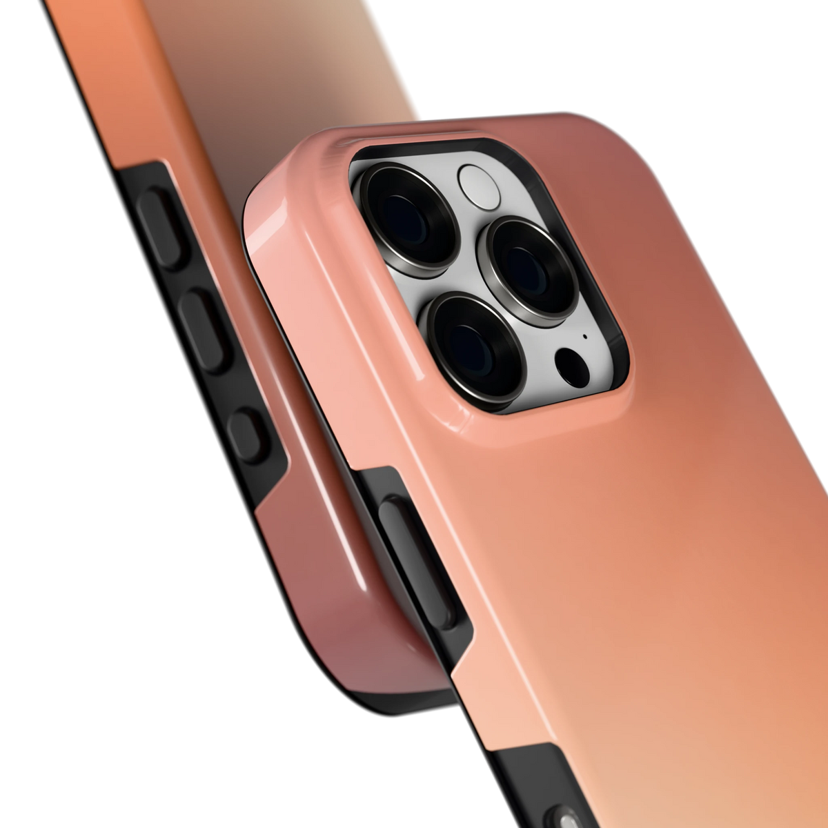 Perzikmist hoesje voor iPhone 16 Pro, close-up