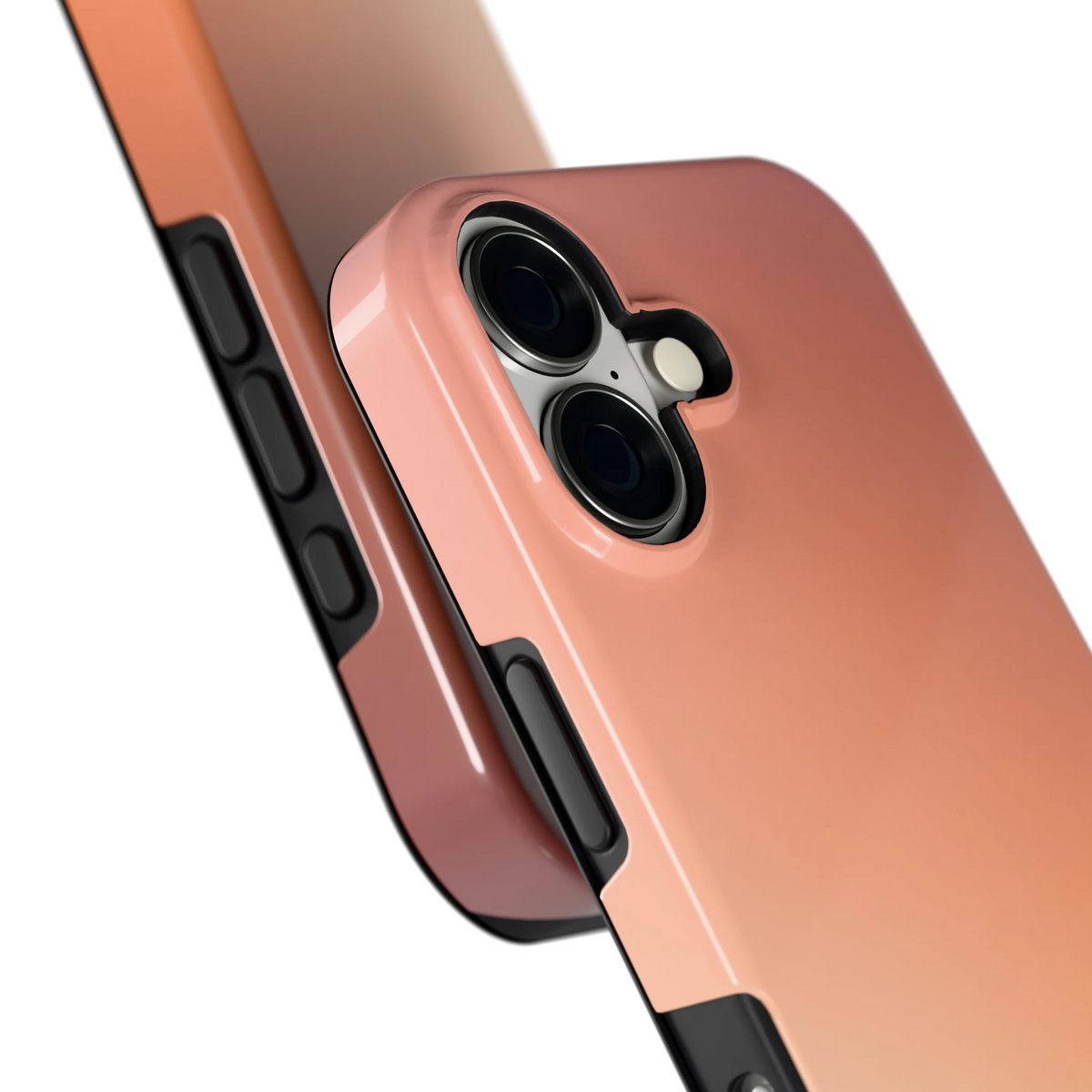 Perzikmist hoesje voor iPhone 17, close-up