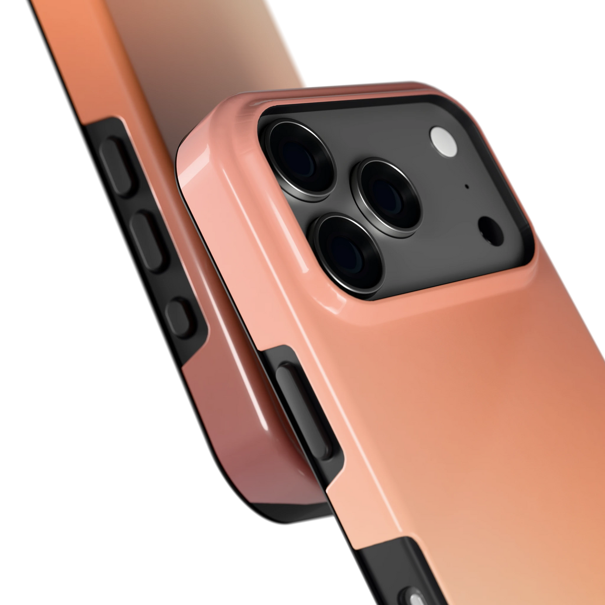 Perzikmist hoesje voor iPhone 17 Pro, close-up