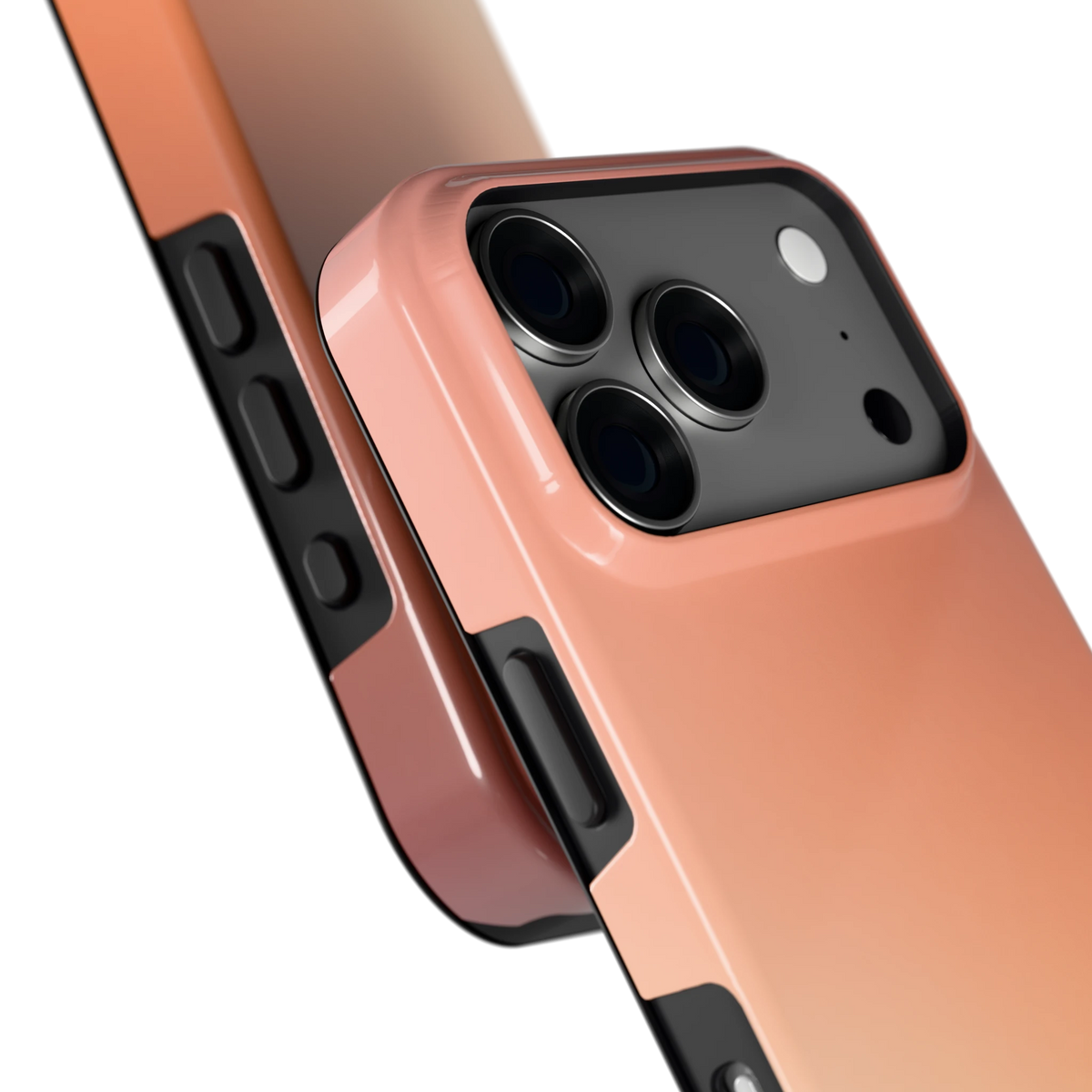 Perzikmist hoesje voor iPhone 18 Pro, close-up