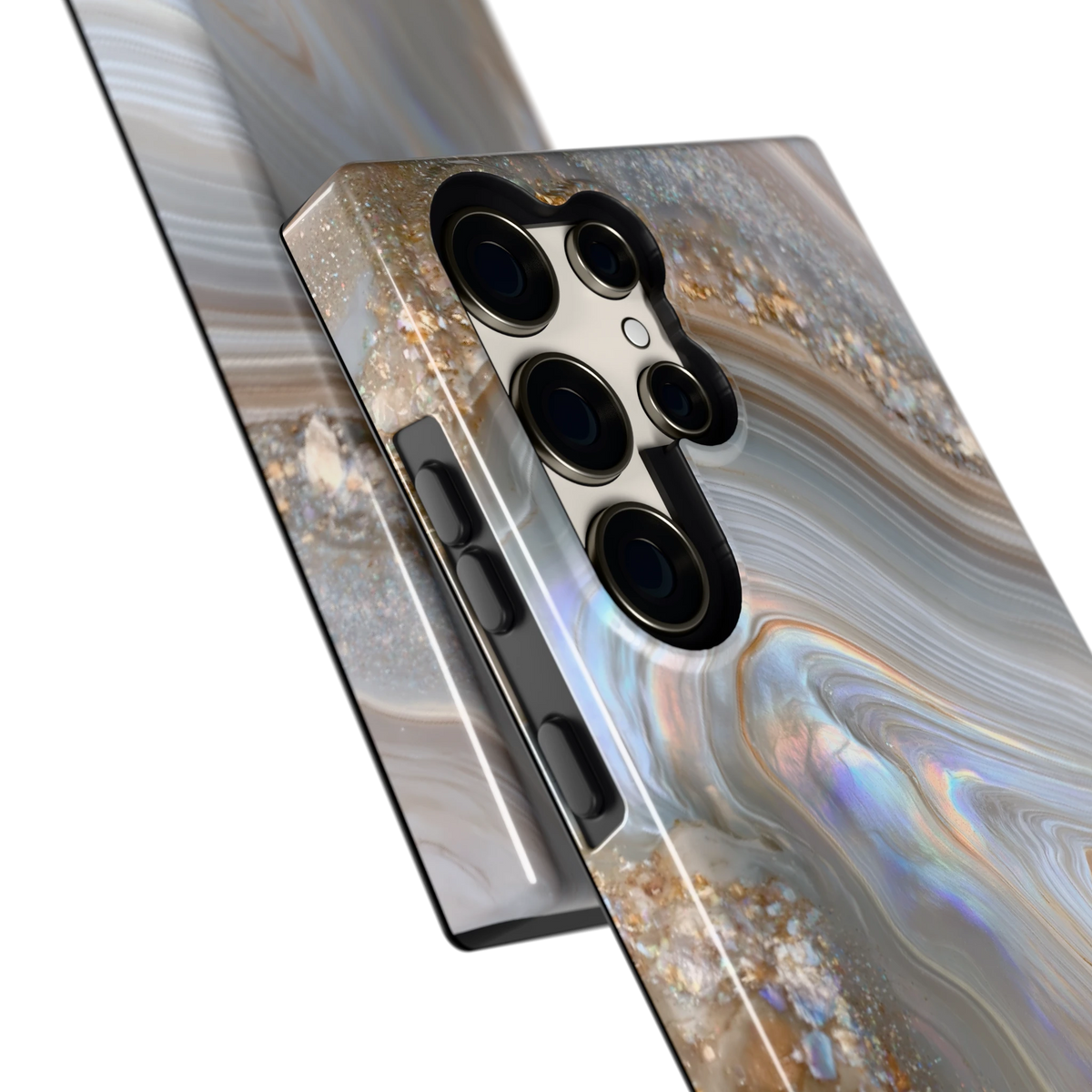 Parelmoer Agaat hoesje voor Galaxy S23 Ultra, close-up