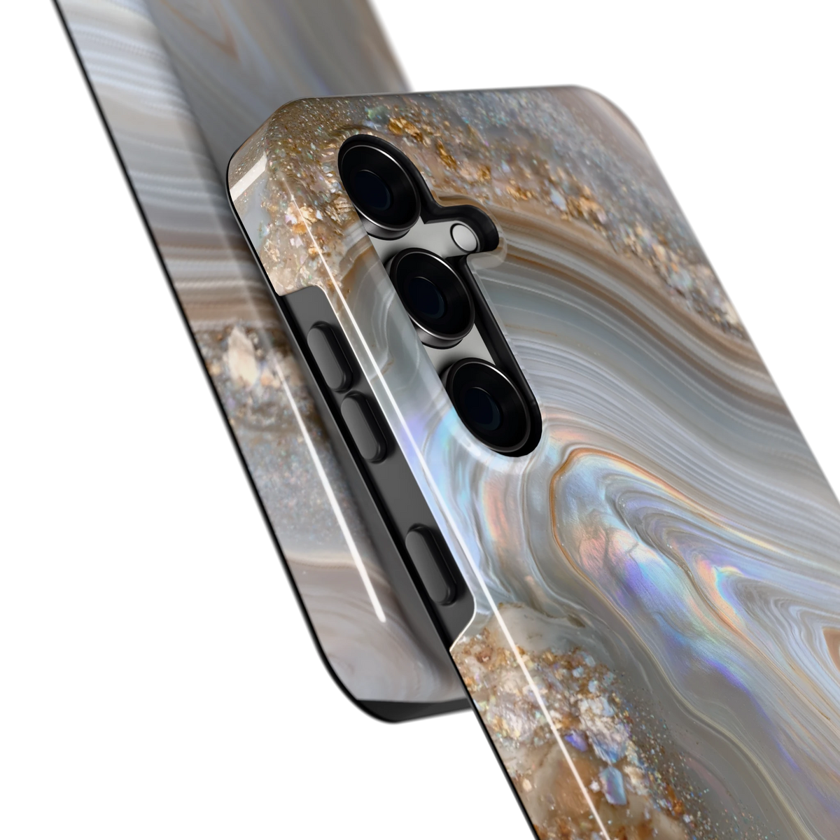 Parelmoer Agaat hoesje voor Galaxy S24 FE, close-up
