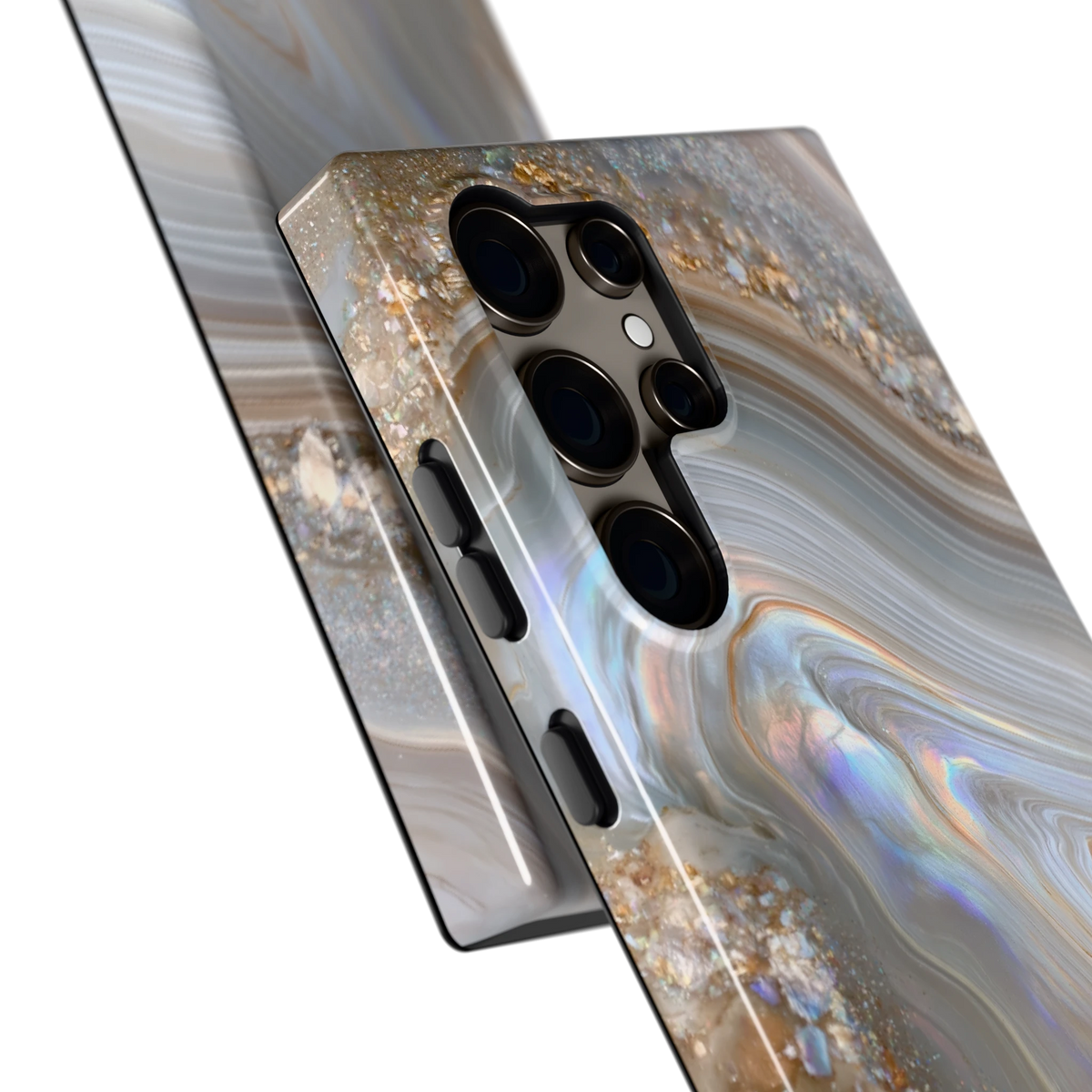 Parelmoer Agaat hoesje voor Galaxy S24 Ultra, close-up