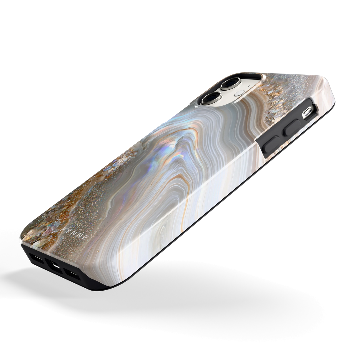 Parelmoer Agaat hoesje voor iPhone 11, schuin