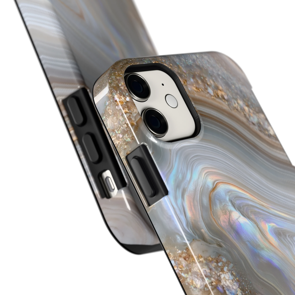 Parelmoer Agaat hoesje voor iPhone 11, close-up