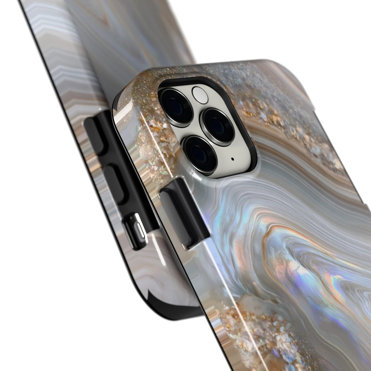 Parelmoer Agaat hoesje voor iPhone 11 Pro, close-up
