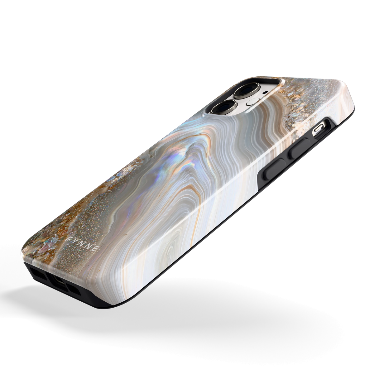 Parelmoer Agaat hoesje voor iPhone 12 mini, schuin