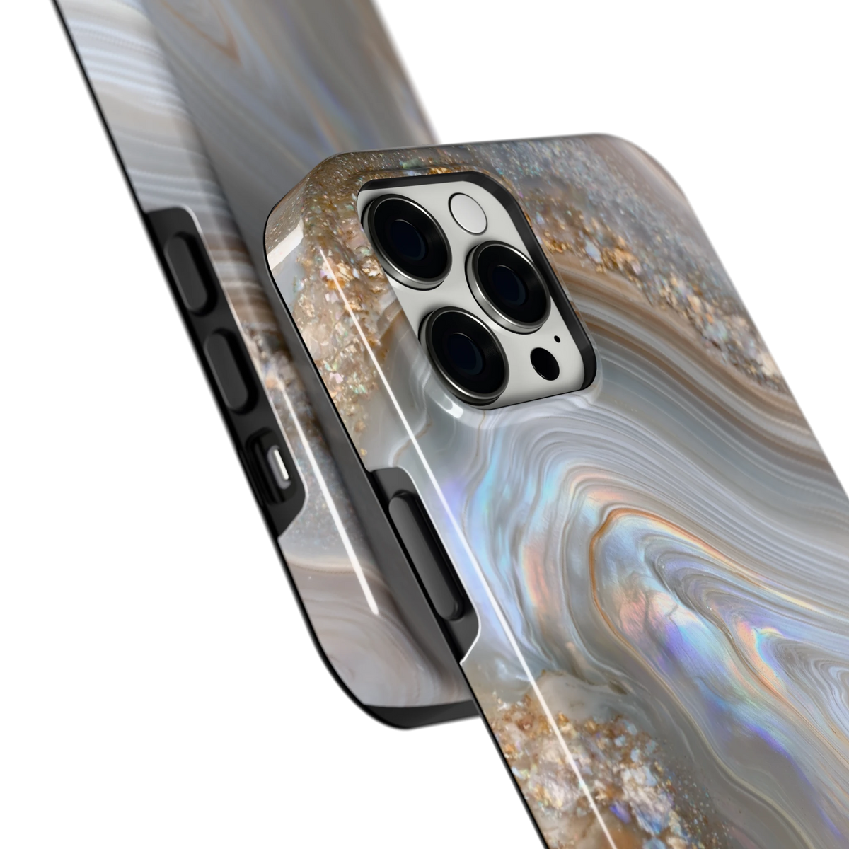 Parelmoer Agaat hoesje voor iPhone 12 Pro Max, close-up