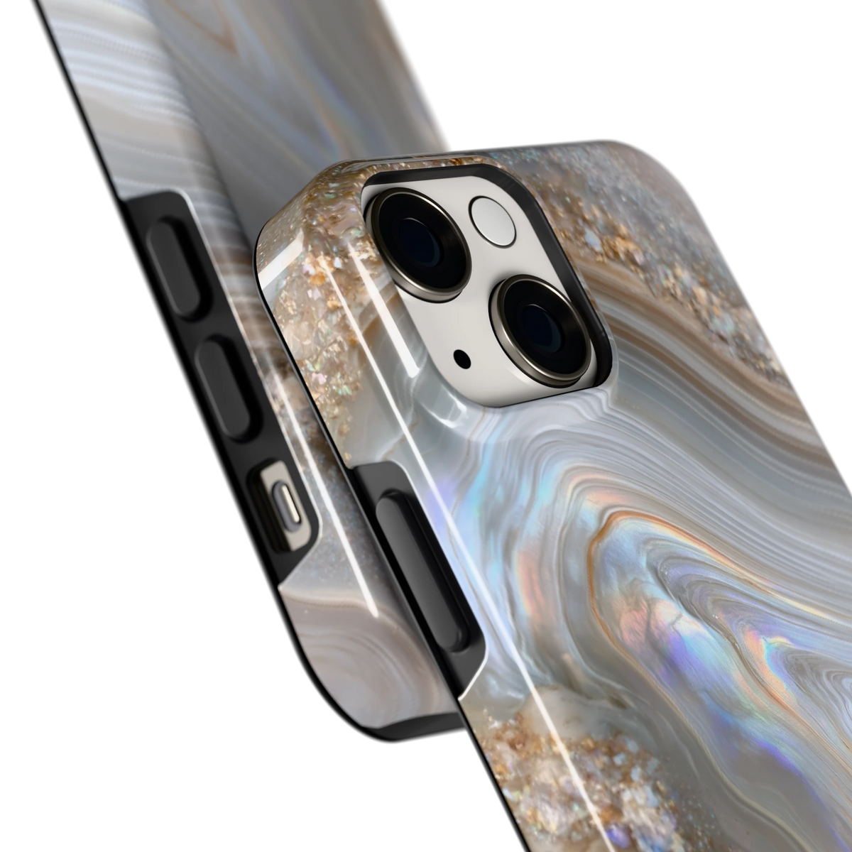 Parelmoer Agaat hoesje voor iPhone 13 mini, close-up