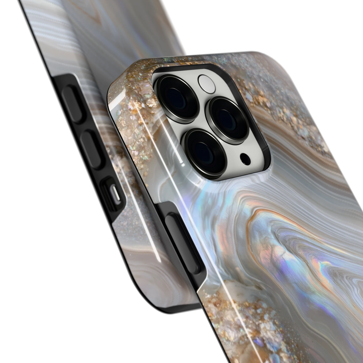 Parelmoer Agaat hoesje voor iPhone 13 Pro, close-up