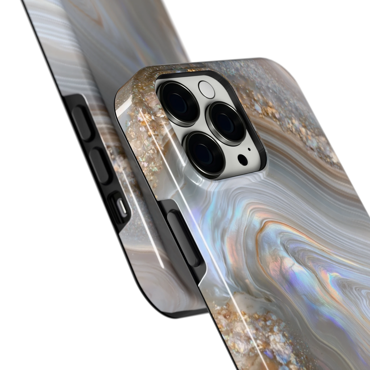 Parelmoer Agaat hoesje voor iPhone 13 Pro Max, close-up